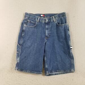 Tommy Hilfiger Carpenter Denim Shorts Mens 36 Utility Cargo Pockets Jean